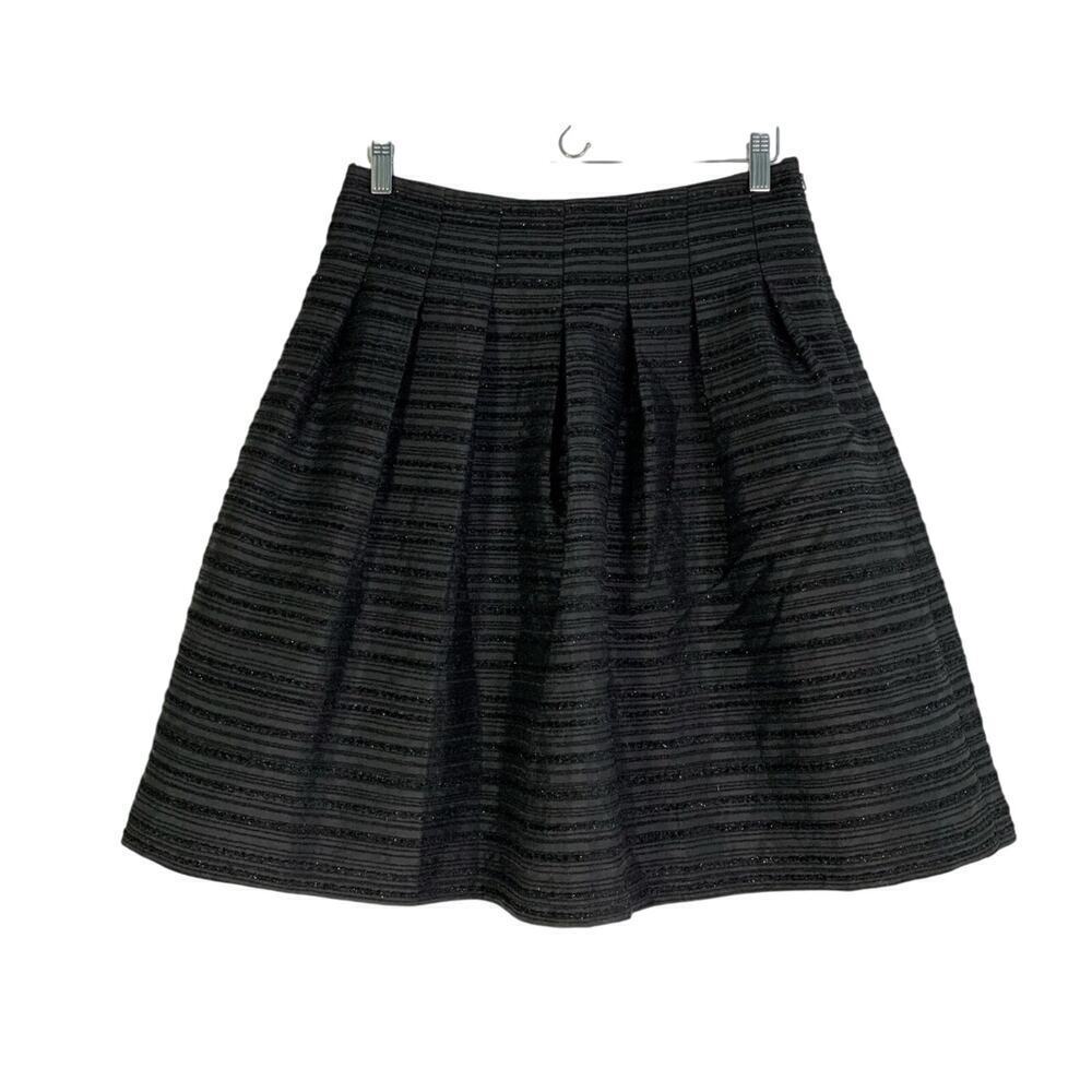 NWT Talbots Petites - Black textured taffeta pleated skirt, size 8P